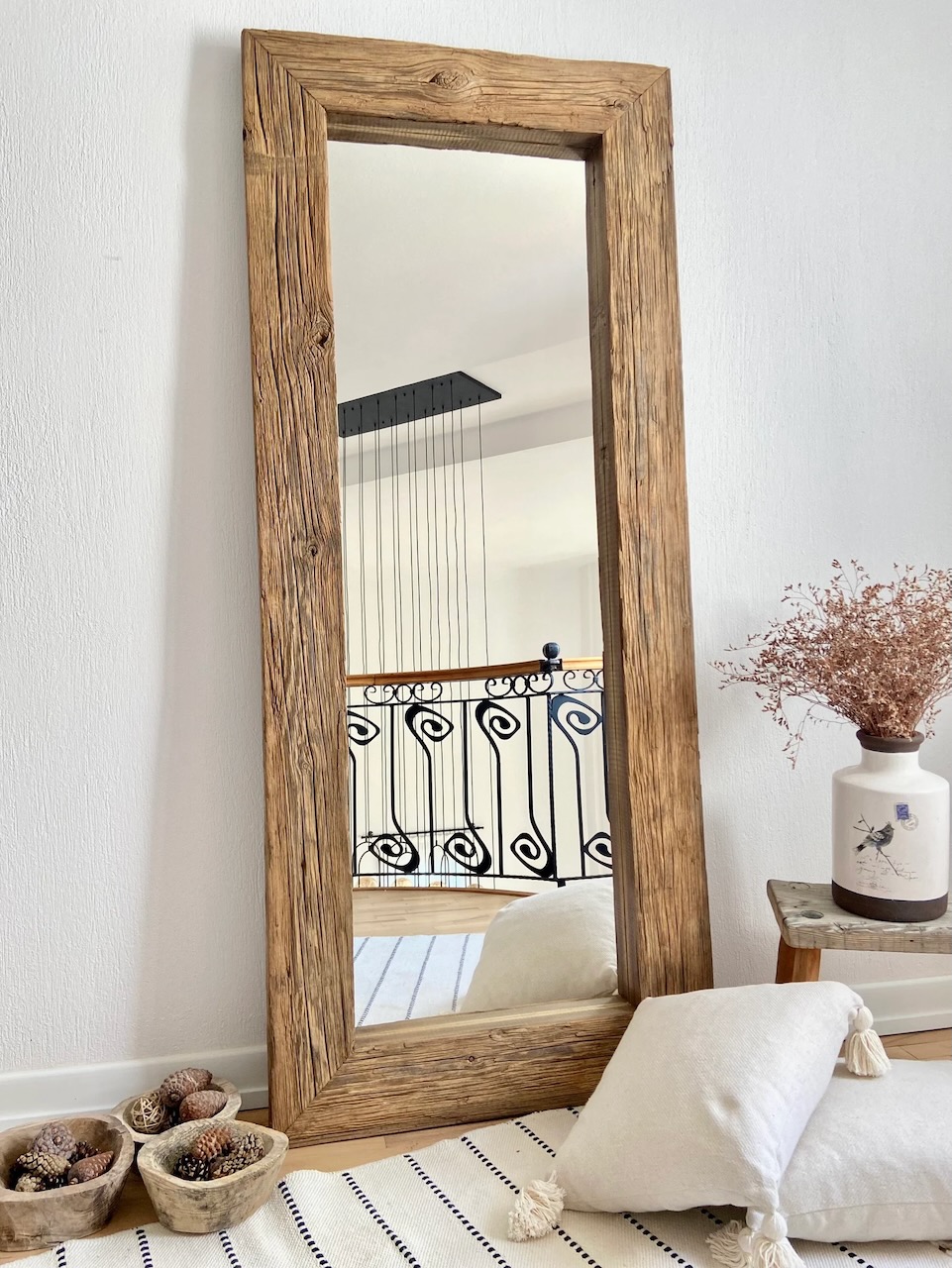 Bathroom mirror. tall. rustic on wall